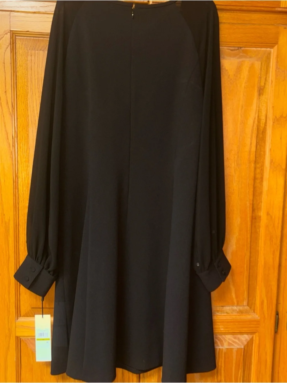 Calvin Klein Black Long-Sleeve Sheer-Sleeve Dress - Picture 5 of 16